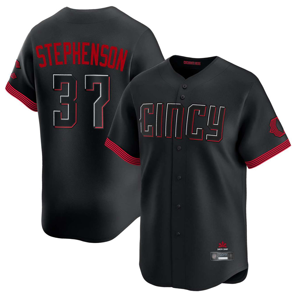 Tlead C.Reds #37 Tyler Stephenson Player Black City Connect Home Limited Stitched Jerseys
