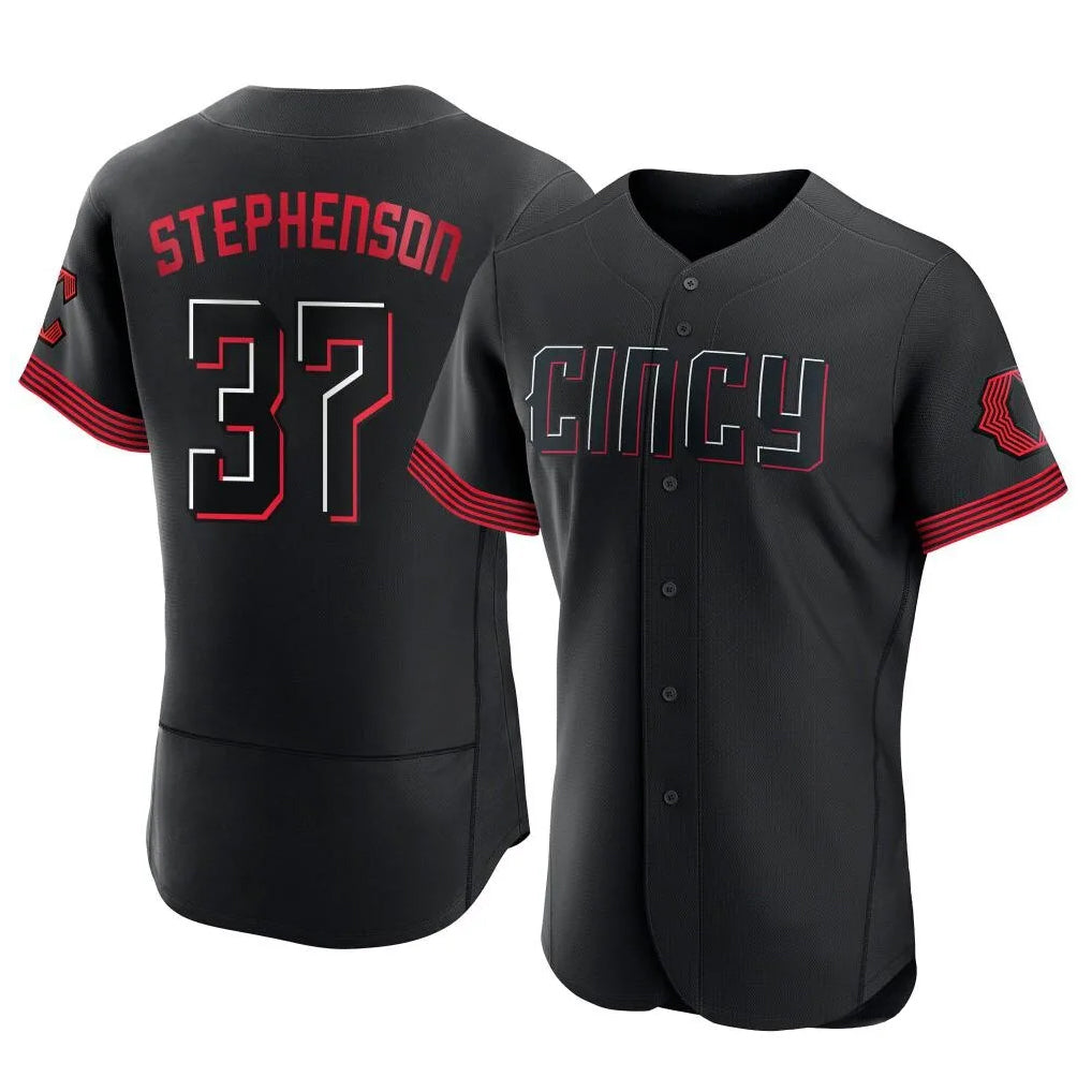 Tlead C.Reds #37 Tyler Stephenson Player Black City Connect Limited Elite Home Stitched Jerseys