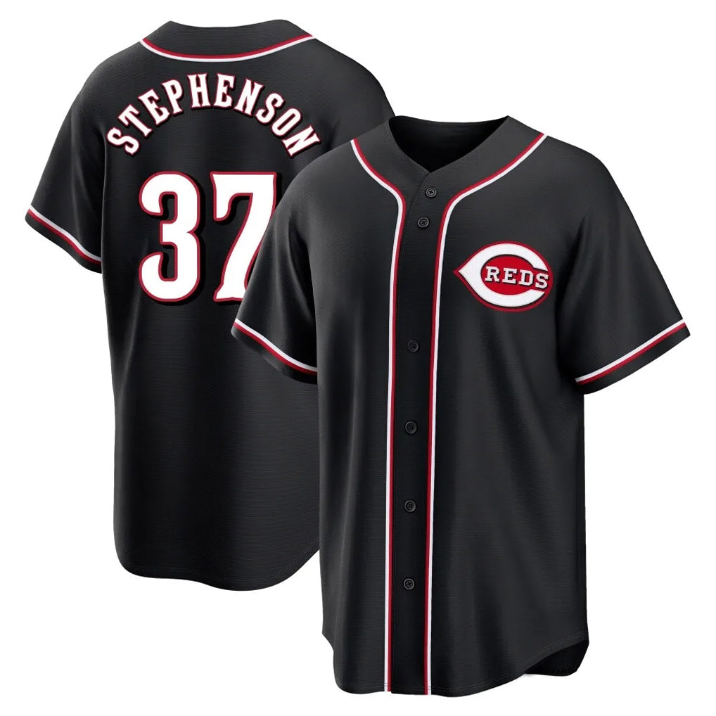 Tlead C.Reds #37 Tyler Stephenson Player Black Fashion Out Home Game Stitched Jerseys