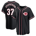 Tlead C.Reds #37 Tyler Stephenson Player Black Fashion Out Home Game Stitched Jerseys