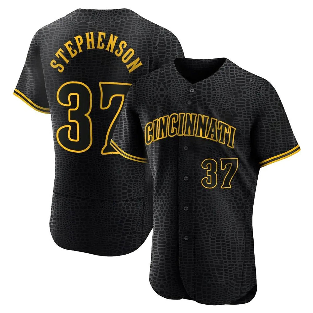Tlead C.Reds #37 Tyler Stephenson Player Black Snake Skin City Limited Elite Home Stitched Jerseys