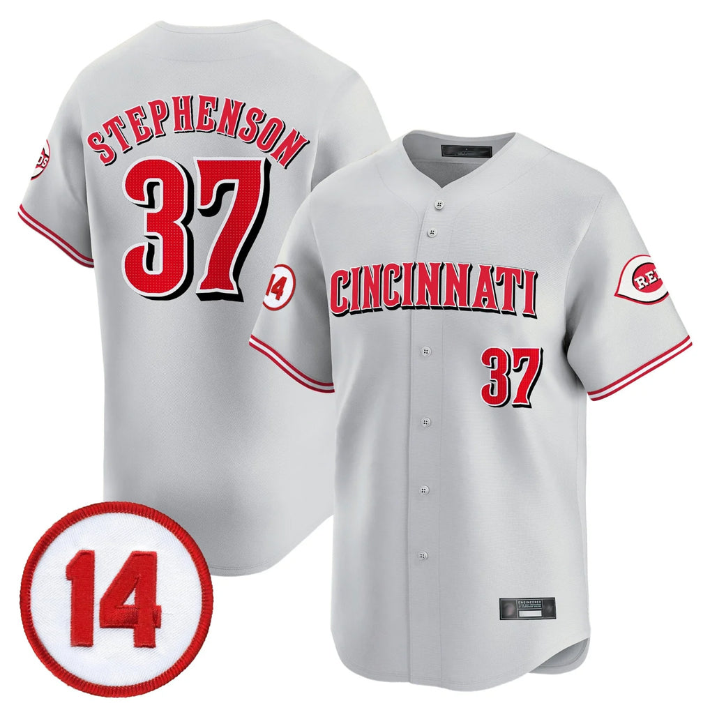 Tlead C.Reds #37 Tyler Stephenson Player Gray Vapor Premier Limited Home Stitched Jerseys
