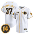Tlead C.Reds #37 Tyler Stephenson Player White-Gold Vapor Premier Limited Home Stitched Jerseys