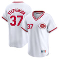 Tlead C.Reds #37 Tyler Stephenson Player White Cooperstown Collection Limited T-shirt Home Stitched Jerseys