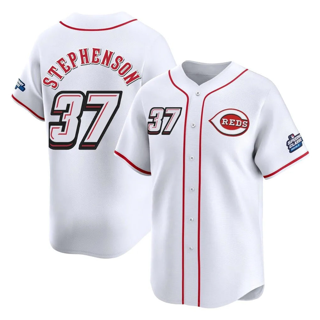 Tlead C.Reds #37 Tyler Stephenson Player White Speedway Classic Home Limited Stitched Jerseys
