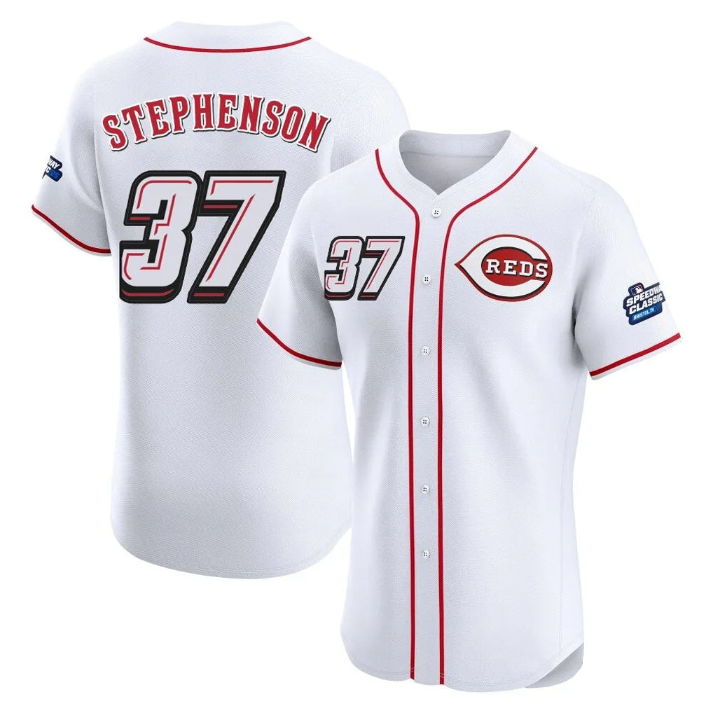 Tlead C.Reds #37 Tyler Stephenson Player White Speedway Classic Limited Elite Home Stitched Jerseys