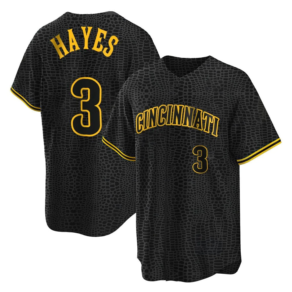 Tlead C.Reds #3 Ke'Bryan Hayes Player Black Snake Skin City Home Stitched Jerseys