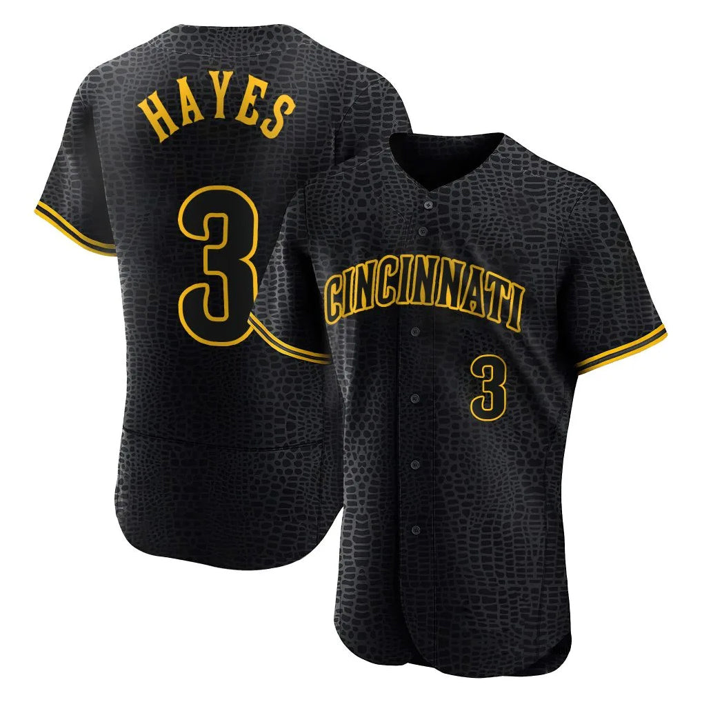 Tlead C.Reds #3 Ke'Bryan Hayes Player Black Snake Skin City Limited Elite Home Stitched Jerseys
