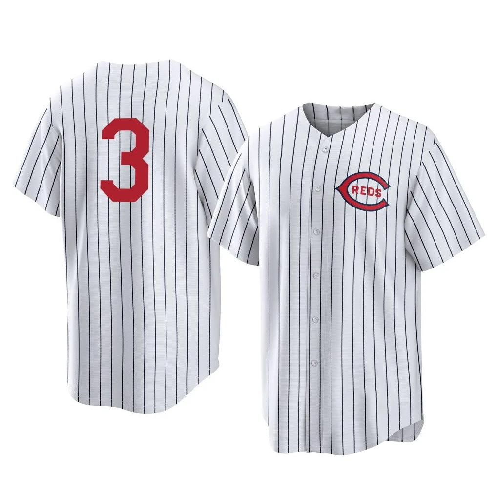 Tlead C.Reds #3 Ke'Bryan Hayes Player White Stripe Field of Dreams Game Home Stitched Jerseys