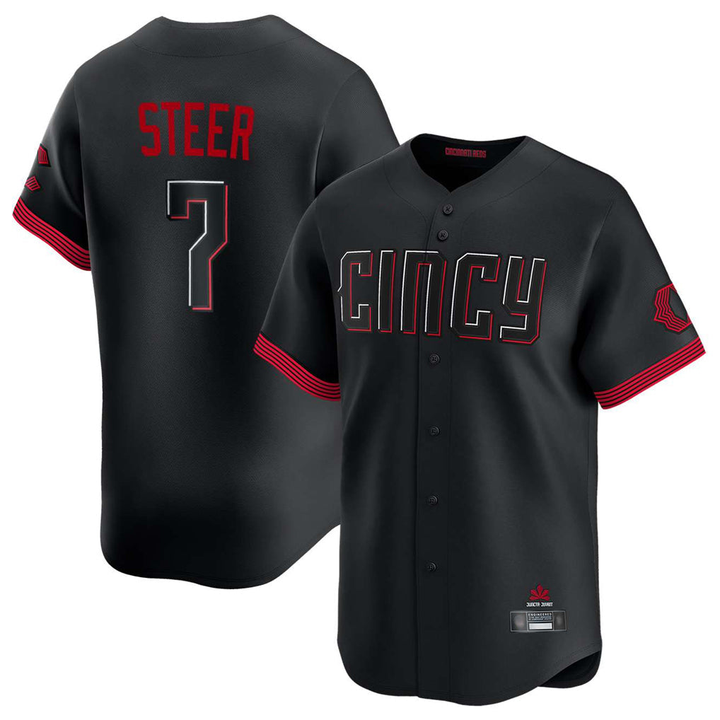 Tlead C.Reds #7 Spencer Steer Player Black City Connect Home Limited Stitched Jerseys