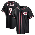 Tlead C.Reds #7 Spencer Steer Player Black Fashion Out Home Game Stitched Jerseys
