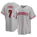 Tlead C.Reds #7 Spencer Steer Player Gray Home Game Stitched Jerseys