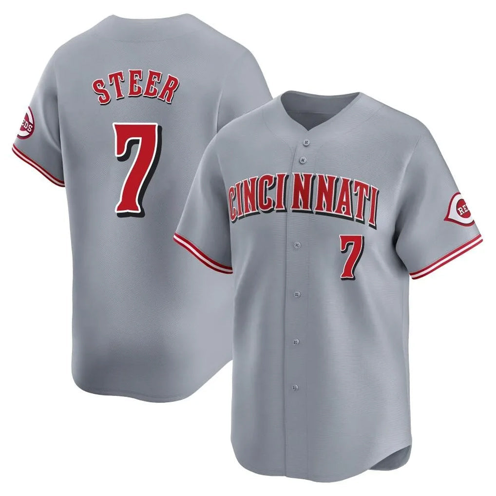 Tlead C.Reds #7 Spencer Steer Player Gray Home Limited Stitched Jerseys