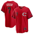 Tlead C.Reds #7 Spencer Steer Player Red 2026 City Connect Home Game Stitched Jerseys