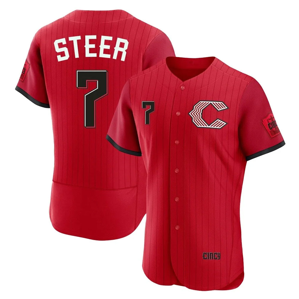 Tlead C.Reds #7 Spencer Steer Player Red 2026 City Connect Limited Elite Home Stitched Jerseys