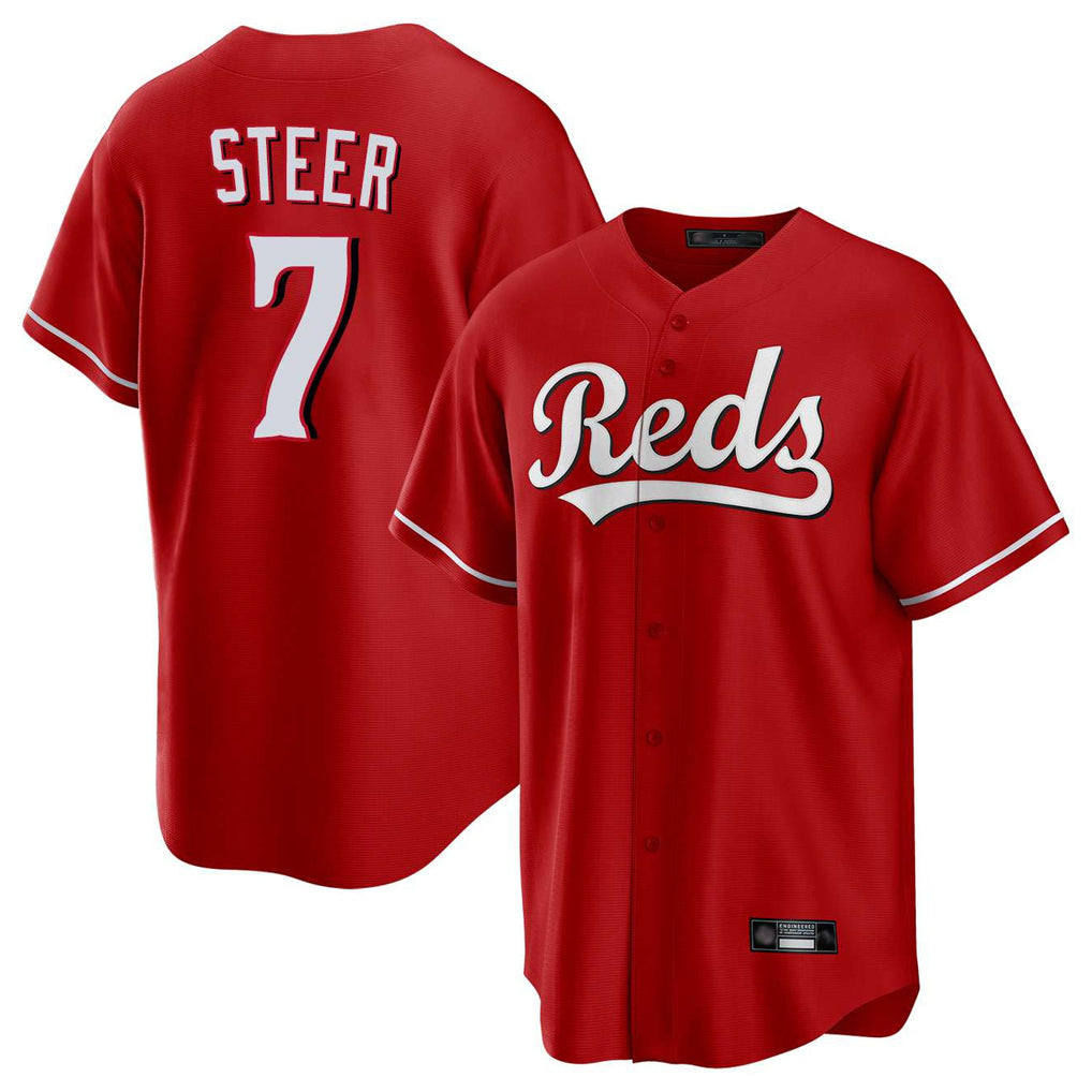 Tlead C.Reds #7 Spencer Steer Player Red Home Game Stitched Jerseys
