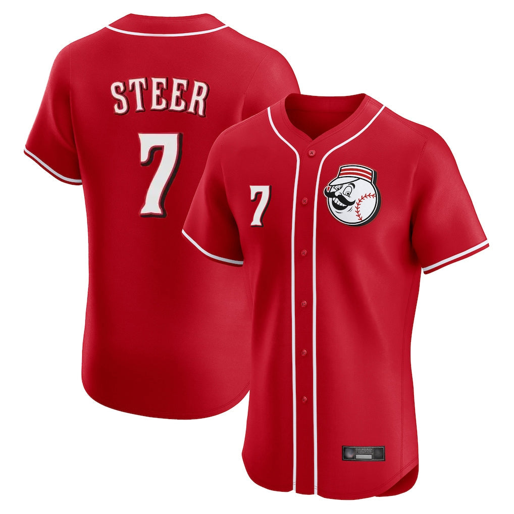 Tlead C.Reds #7 Spencer Steer Player Red Limited Elite Home Game Stitched Jerseys