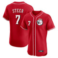 Tlead C.Reds #7 Spencer Steer Player Red Limited Elite Home Game Stitched Jerseys