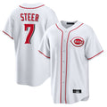 Tlead C.Reds #7 Spencer Steer Player White Game Home Stitched Jerseys
