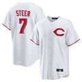 Tlead C.Reds #7 Spencer Steer Player White Home Game Stitched Jerseys