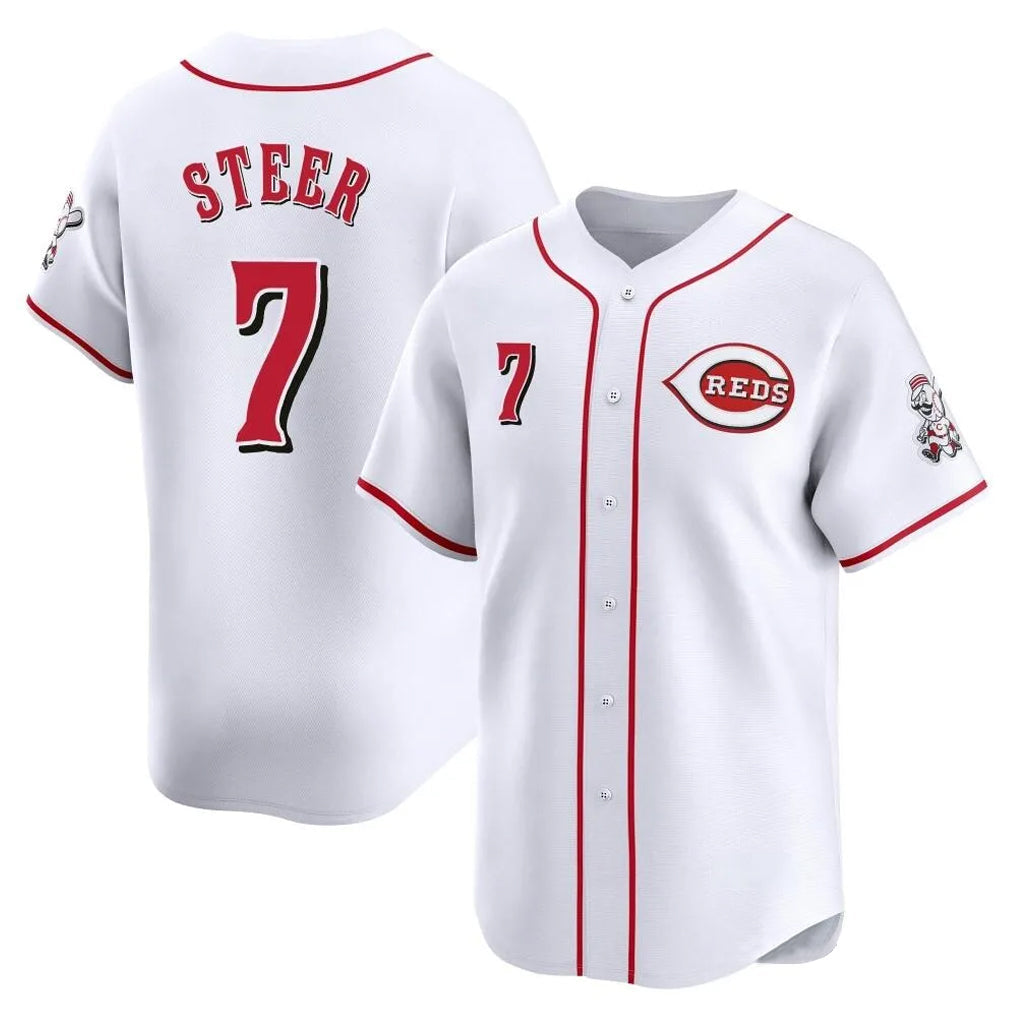 Tlead C.Reds #7 Spencer Steer Player White Home Limited Stitched Jerseys