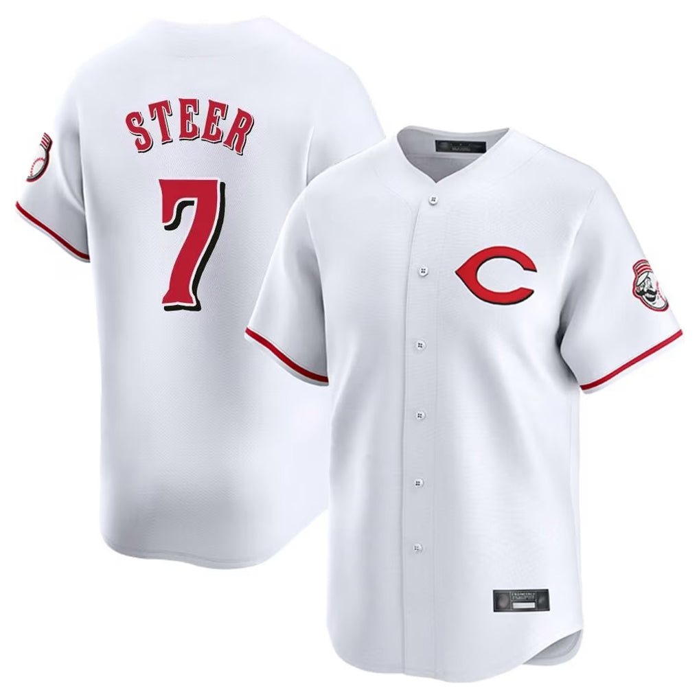 Tlead C.Reds #7 Spencer Steer Player White Limited Home Stitched Jerseys