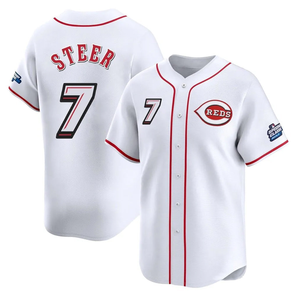 Tlead C.Reds #7 Spencer Steer Player White Speedway Classic Home Limited Stitched Jerseys