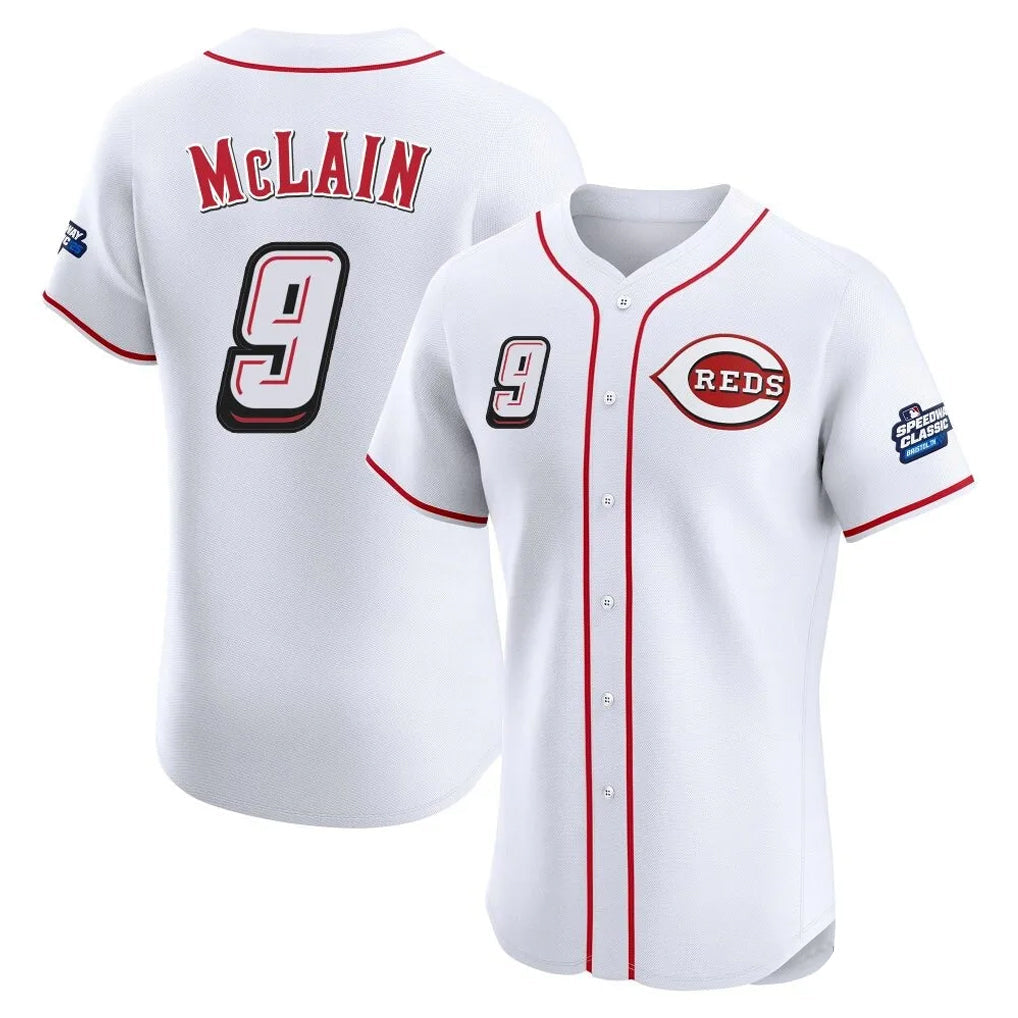 Tlead C.Reds #9 Matt McLain Player White Speedway Classic Limited Elite Home Stitched Jerseys