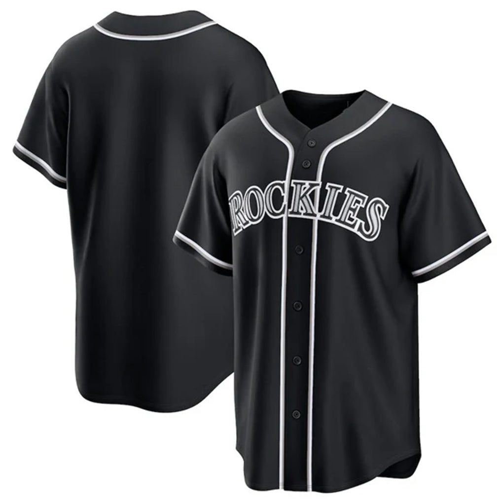 Tlead C.Rockies Black Fashion Out Home Game Blank Player Stitched Jerseys