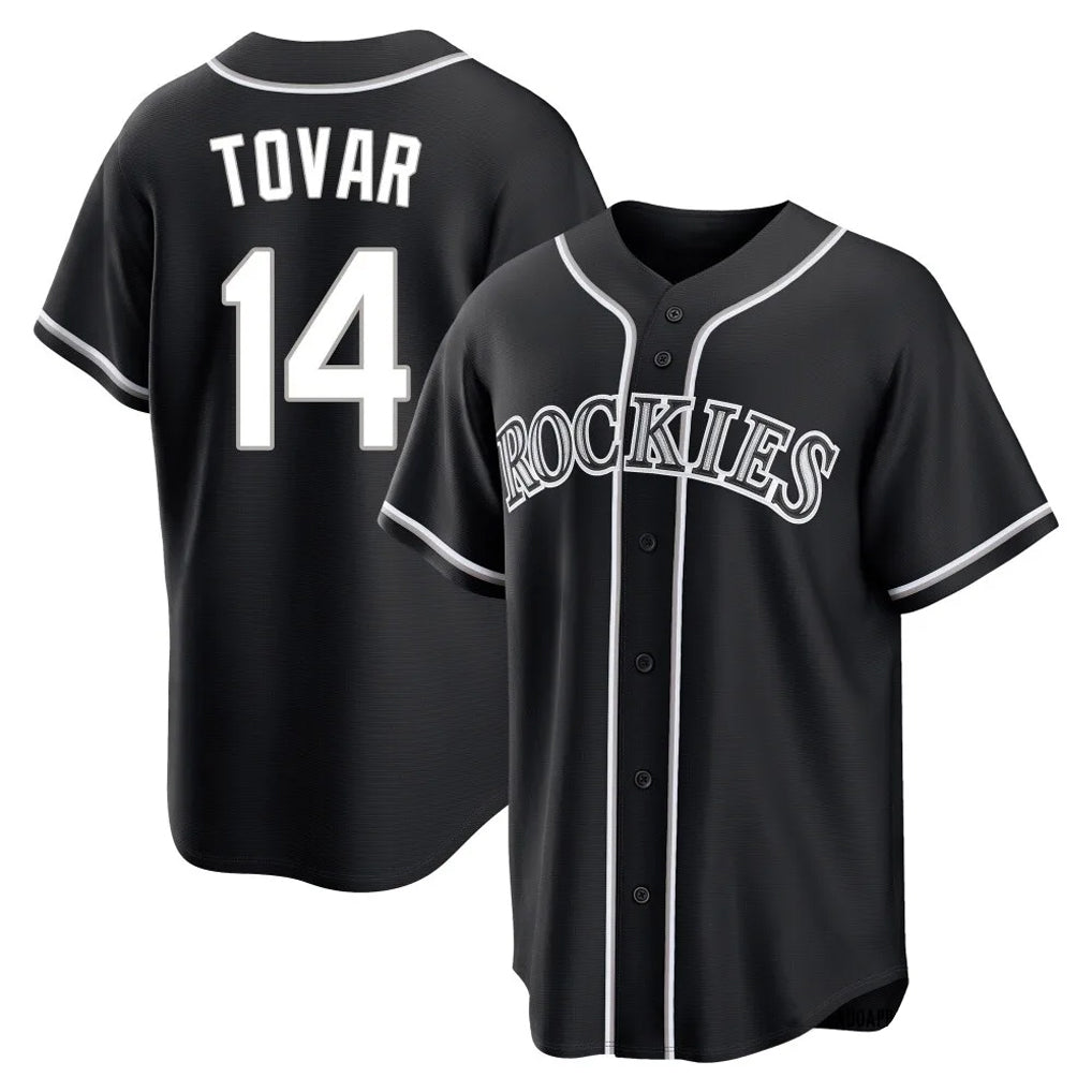 Tlead C.Rockies #14 Ezequiel Tovar Player Black Fashion Out Home Game Stitched Jerseys