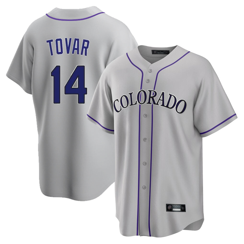 Tlead C.Rockies #14 Ezequiel Tovar Player Gray Game Home Stitched Jerseys