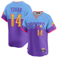 Tlead C.Rockies #14 Ezequiel Tovar Player Purple-Light Blue City Connect Limited Home T-shirt Stitched Jerseys