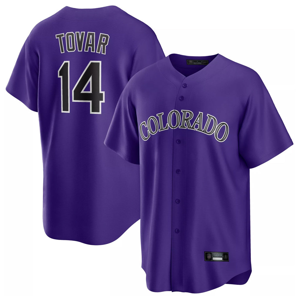 Tlead C.Rockies #14 Ezequiel Tovar Player Purple Game Home Stitched Jerseys