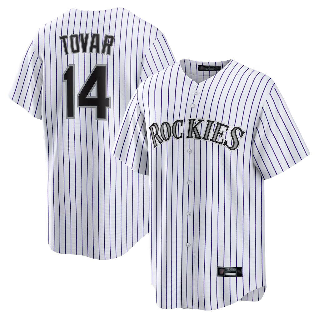 Tlead C.Rockies #14 Ezequiel Tovar Player White Game Home Stitched Jerseys