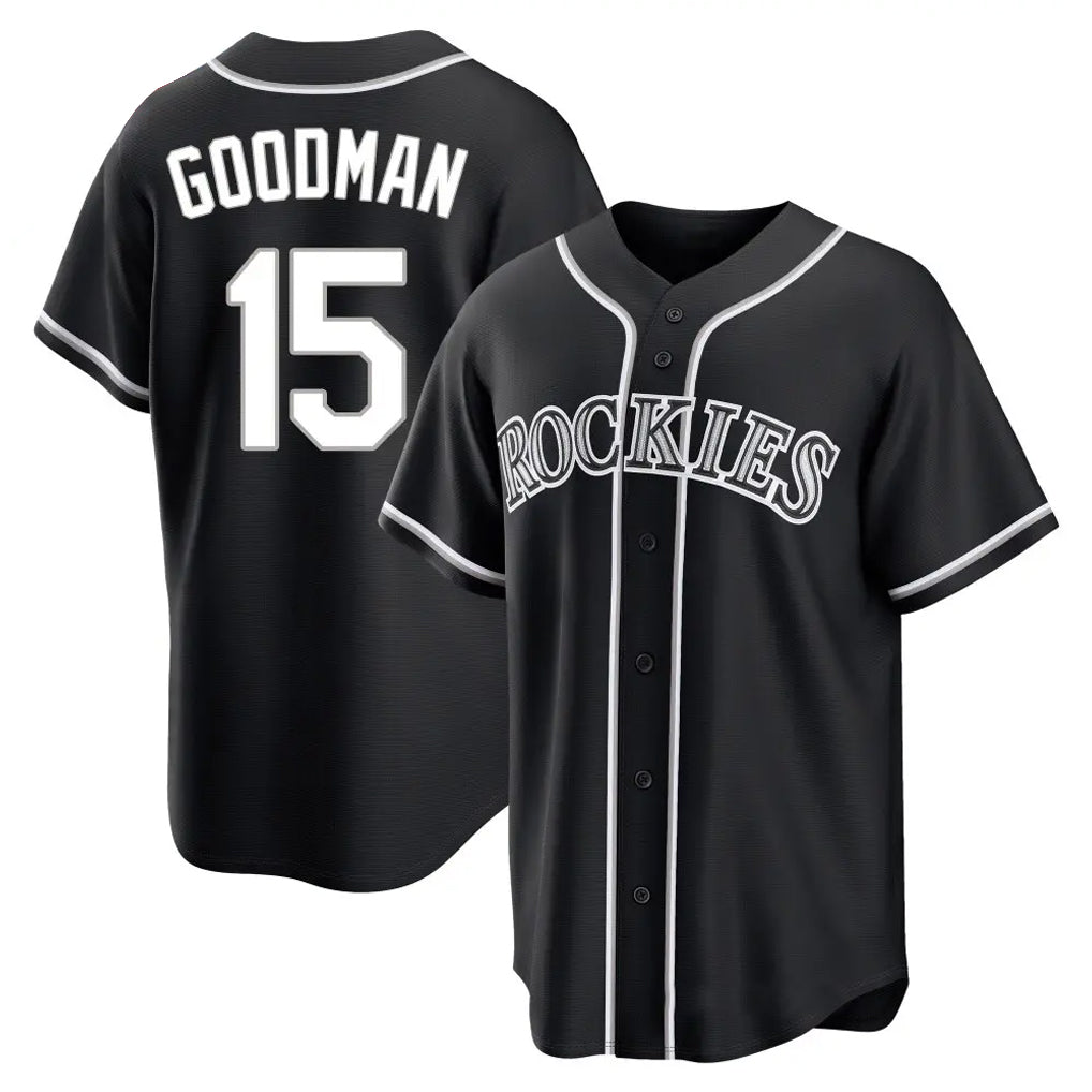 Tlead C.Rockies #15 Hunter Goodman Player Black Fashion Out Home Game Stitched Jerseys