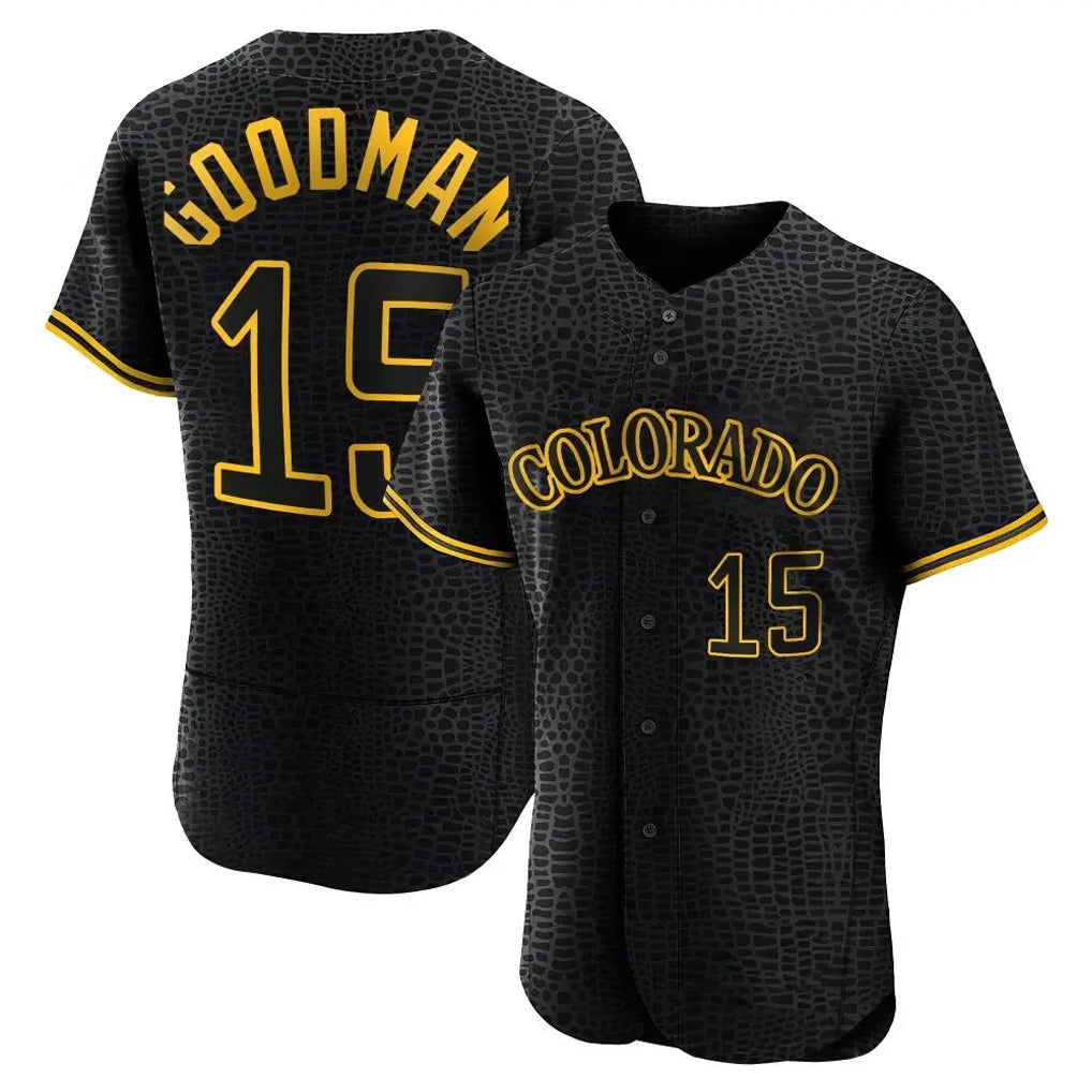 Tlead C.Rockies #15 Hunter Goodman Player Black Snake Skin City Limited Elite Home Stitched Jerseys
