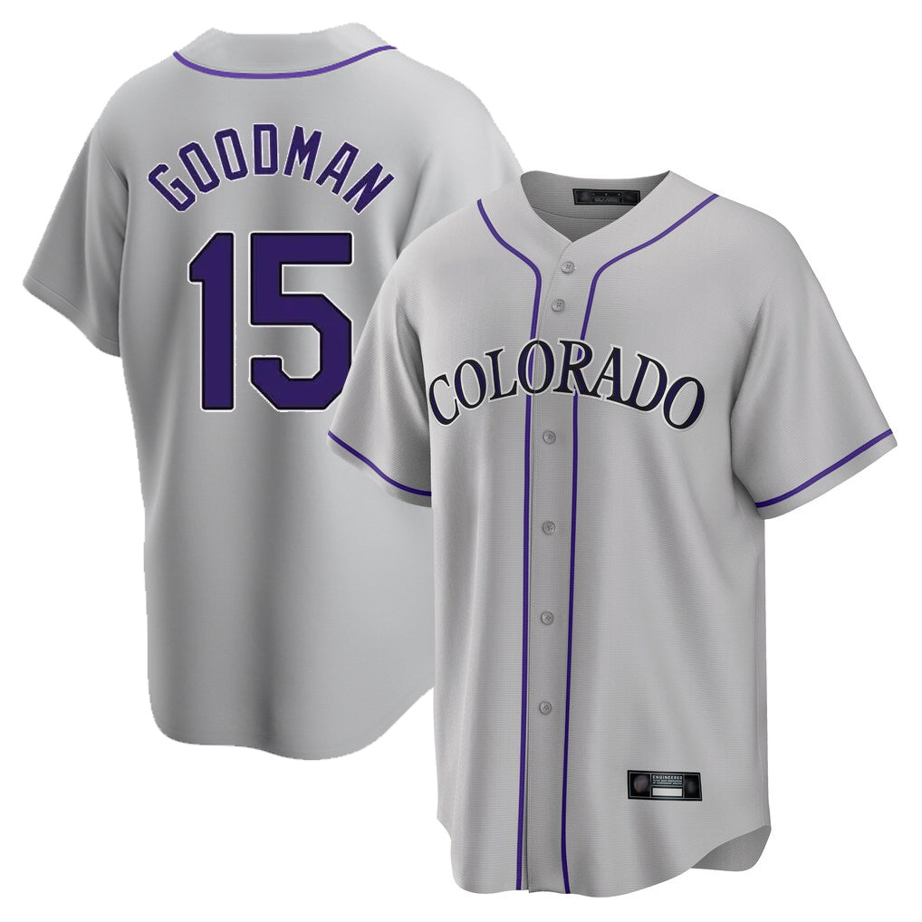 Tlead C.Rockies #15 Hunter Goodman Player Gray Game Home Stitched Jerseys