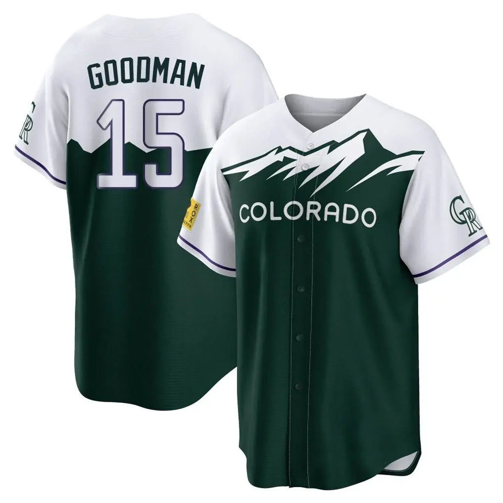 Tlead C.Rockies #15 Hunter Goodman Player Green City Connect Home Game Stitched Jerseys