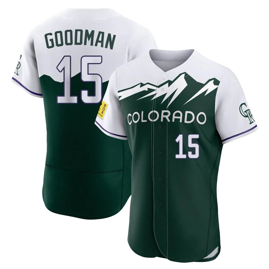 Tlead C.Rockies #15 Hunter Goodman Player Green City Connect Limited Elite Home Stitched Jerseys