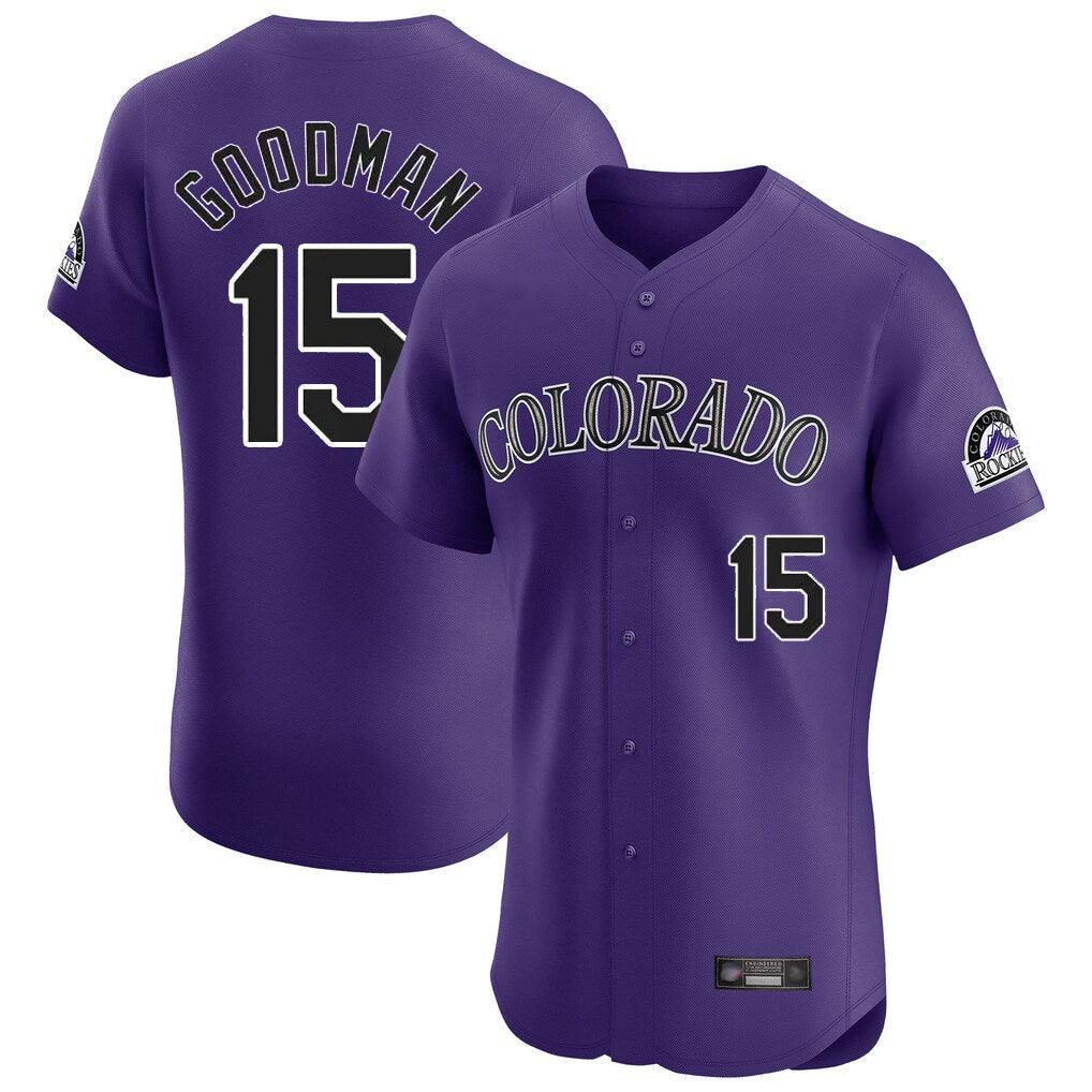 Tlead C.Rockies #15 Hunter Goodman Player Purple Limited Elite Home Stitched Jerseys