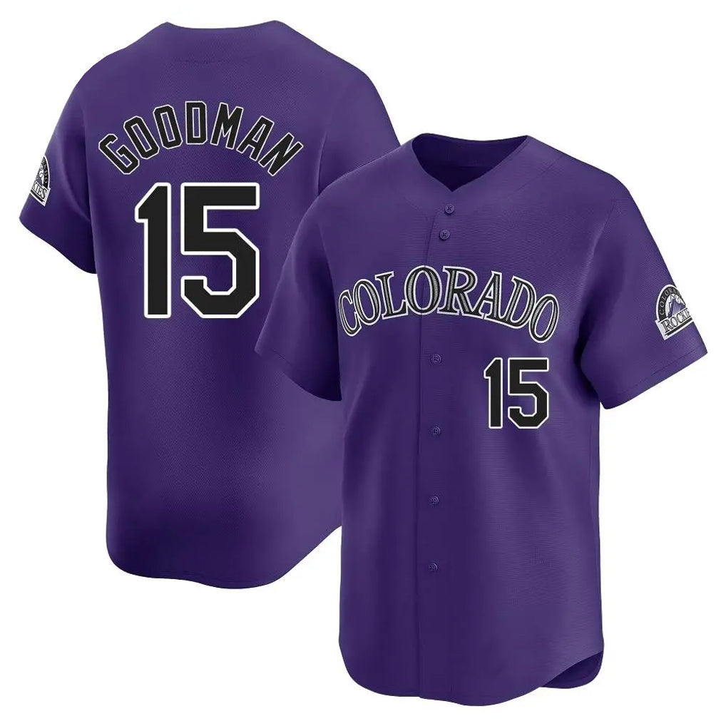 Tlead C.Rockies #15 Hunter Goodman Player Purple Limited Home Stitched Jerseys