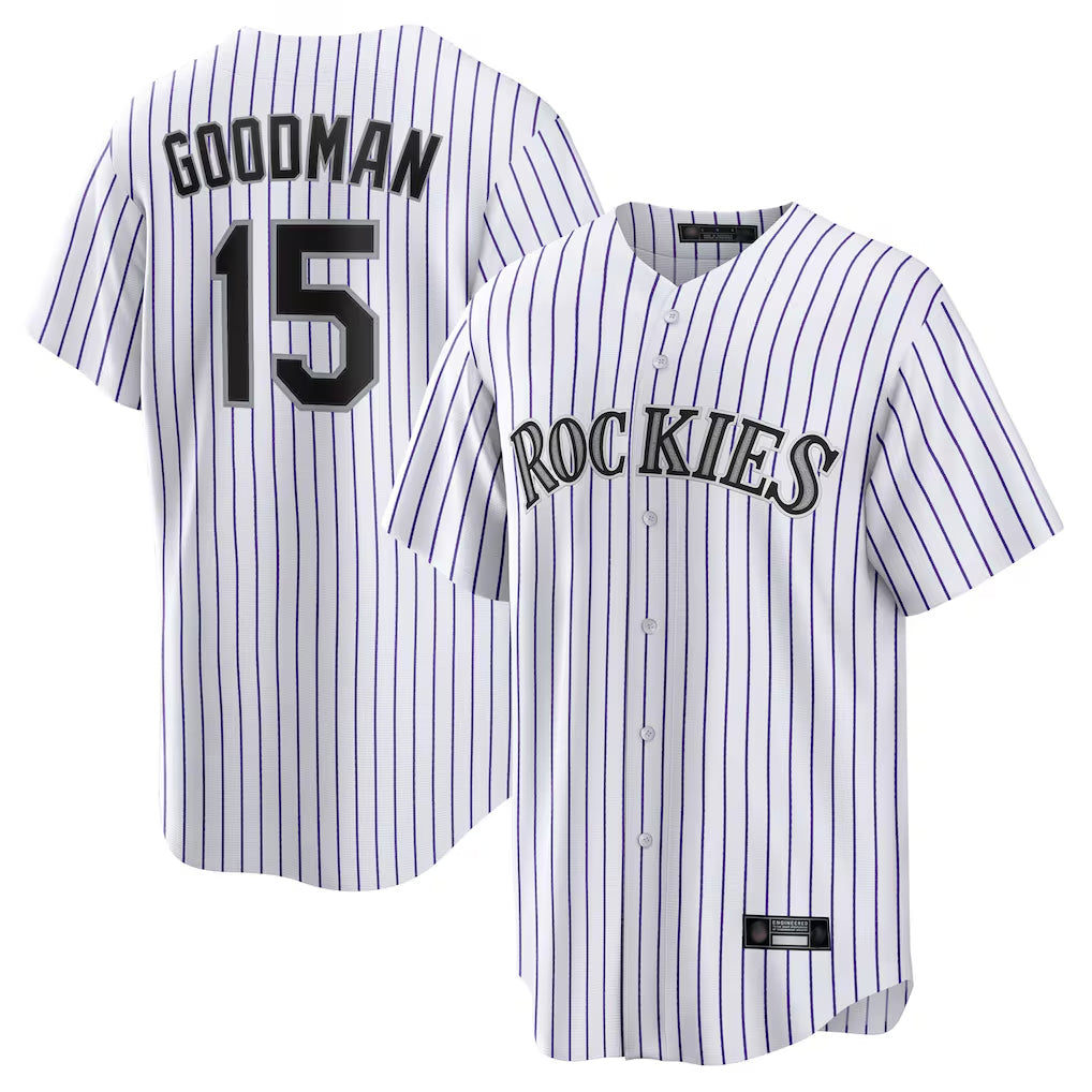 Tlead C.Rockies #15 Hunter Goodman Player White Game Home Stitched Jerseys