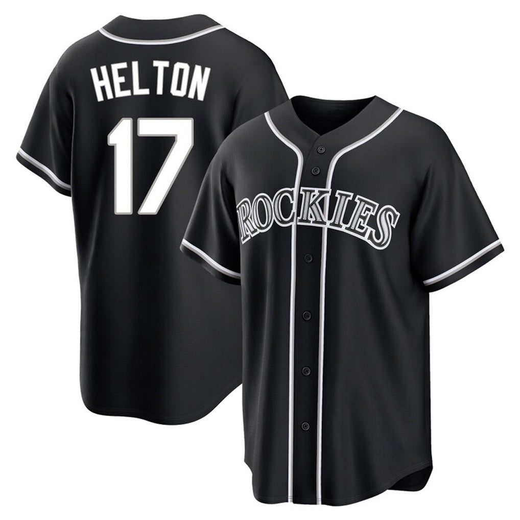 Tlead C.Rockies #17 Todd Helton Player Black Fashion Out Home Game Stitched Jerseys