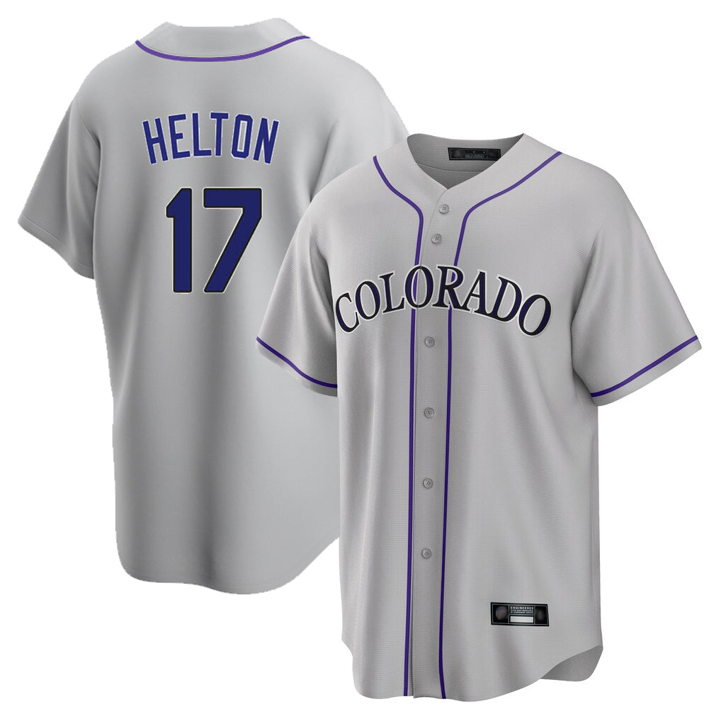 Tlead C.Rockies #17 Todd Helton Player Gray Game Home Stitched Jerseys