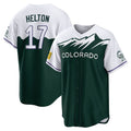 Tlead C.Rockies #17 Todd Helton Player Green City Connect Home Game Stitched Jerseys
