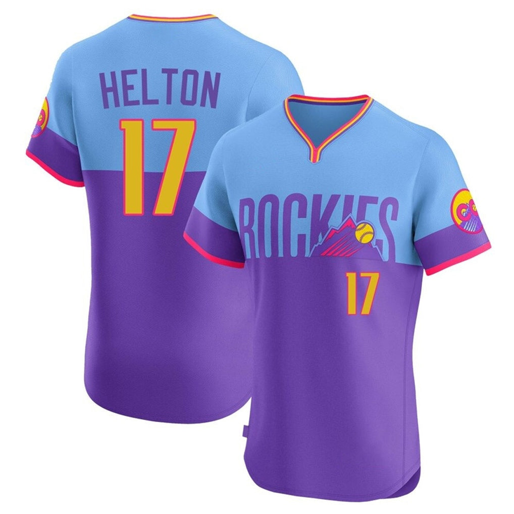 Tlead C.Rockies #17 Todd Helton Player Purple-Light Blue City Connect Limited Elite Home T-shirt Stitched Jerseys