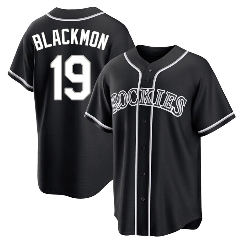 Tlead C.Rockies #19 Charlie Blackmon Player Black Fashion Out Home Game Stitched Jerseys
