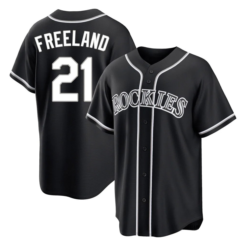 Tlead C.Rockies #21 Kyle Freeland Player Black Fashion Out Home Game Stitched Jerseys