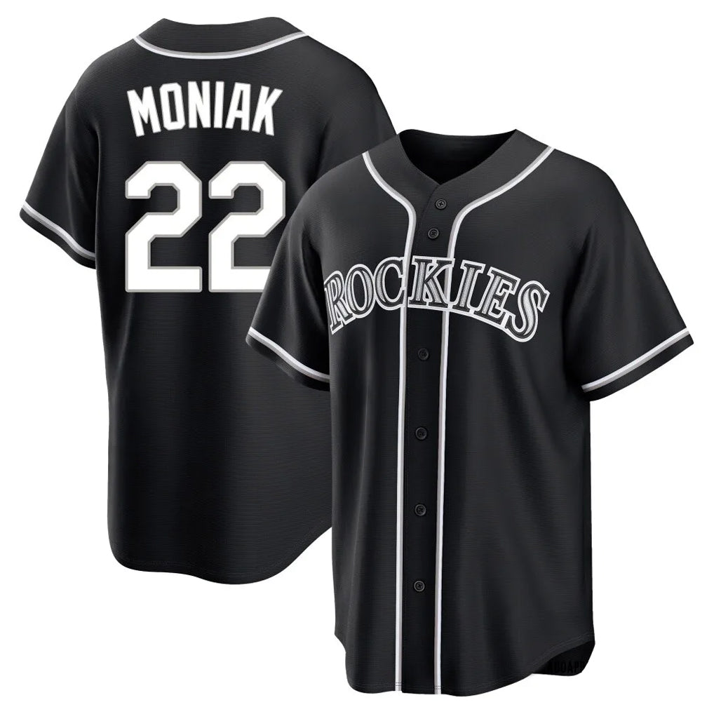 Tlead C.Rockies #22 Mickey Moniak Player Black Fashion Out Home Game Stitched Jerseys