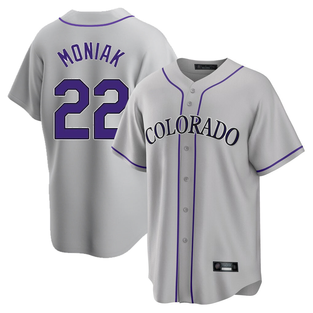 Tlead C.Rockies #22 Mickey Moniak Player Gray Game Home Stitched Jerseys